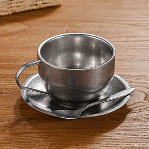 Tasses à café en métal givré à double paroi, en acier inoxydable 304, polies par vibration, ensemble de tasses à espresso, cappuccino et latte pour barista de café - Product Image 3