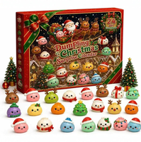 Calendrier de l'Avent de Noël 24 Jours : Jouet Fidget Squishy en forme de Dumpling, Compte à Rebours de Noël, Cadeau Surprise Anti-Stress