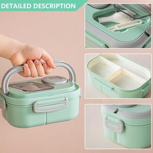 Fiambrera portátil para niños con compartimento para vajilla, fiambrera con tapa de plástico para niños - Product Image 5