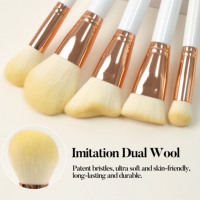 Nouvel ensemble de 15 pinceaux de maquillage professionnels en poils synthétiques véganes, couleur beige, avec logo personnalisé, pour fond de teint, marque privée, usage quotidien