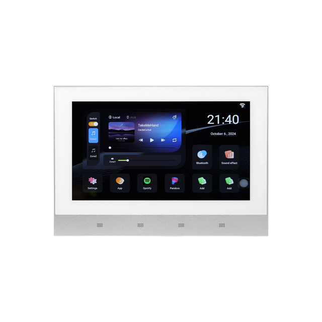 Dual-Zone Music Controller with Touchscreen - 7-Inch 8*20W Digital Wall Amplifier Supporting WiFi/Blue-tooth