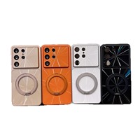 Untuk S26 Ultra Pola CD Warna Gradasi Bracket Magnetik Perekat Plastik Casing Ponsel S25 Plus Horizontal