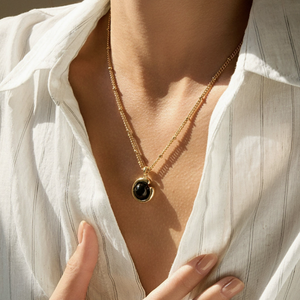 Collar con Colgante de Ojo de Tigre Negro Ónix Vintage N93T, Chapado en Oro de 18K, Joyería al por Mayor, Resistente al Agua, Hipoalergénico, No se Desvanece - Product Image 5