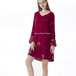 Vestido de Verano de Algodón para Mujer, Estilo Casual, con Bordado Floral, Cintura Natural, Tejido, Nuevo y a la Moda - Product Image 1