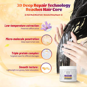 Mascarilla capilar con extracto de azafrán con logotipo personalizado OEM/ODM certificada BSCI para el tratamiento del cabello dañado, cutículas lisas, puntas antiabiertas - Product Image 3