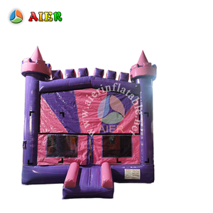 Castillo Inflable Morado y Rosa con Techo Crenulado, de Grado Comercial, para Niños, para Fiestas de Cumpleaños y Eventos al Aire Libre - Product Image 1