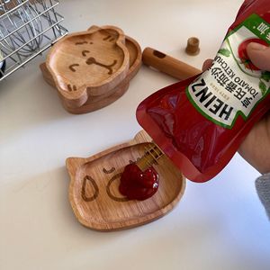 Animal Shape Rubberwood Dipping <b>Sauce</b> Plate Cartoon Design For Party And Tea Drinking - Product Image 2