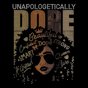 Unapologetically Dopee Strass Hoodie T-shirt Hot Fix Motief Warmteoverdracht Patroon