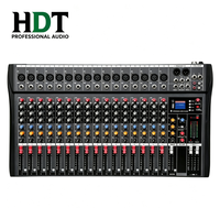Console de mixage audio professionnelle HDT CT160 à 16 canaux en métal pour studio, DJ, avec extension de microphone, effet de réverbération, audio haute résolution