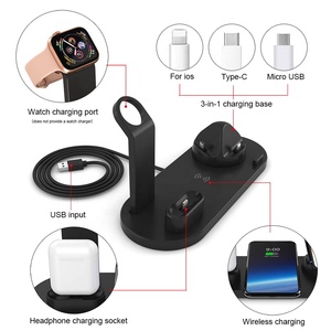 15W rápida cargador inalámbrico Qi para iPhone 11 XS XR 8X8 Samsung S10 S9 10W 3 en 1 <span class=keywords><strong>base</strong></span> de <span class=keywords><strong>carga</strong></span> para el reloj de <span class=keywords><strong>Apple</strong></span> 5 4 3 Airpods - Product Image 5