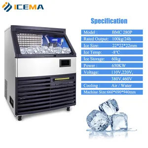 ICEMA 25kg/jour ~ 1000kg/jour Machine à glaçons commerciale à petit cube Machine à glaçons pour restaurant café vendre de la glace