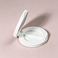 Palette de fards à paupières vide rechargeable à 2 compartiments ronds avec miroir, emballage personnalisé en plastique pour poudre de maquillage, blush et illuminateur
