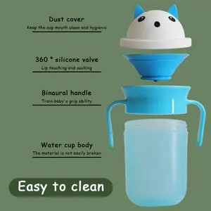 Newsun, venta al por mayor, taza de agua de entrenamiento de alimentación de bebé de silicona personalizada sin derrames con tapa para bebés pequeños