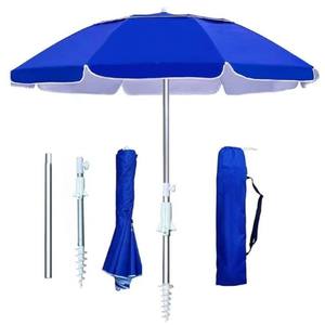 Sombrilla de Playa Plegable Portátil de 6.5 pies, con Tres Secciones Telescópicas, Anclaje para Arena, Protección Solar para Exteriores, Moderna - Product Image 5