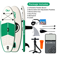 Planche à pagaie gonflable vert menthe de 9'6'' pour adolescents, SUP junior extra large et stable de 31'', planche de stand-up paddle pour enfants de 5 pouces d'épaisseur