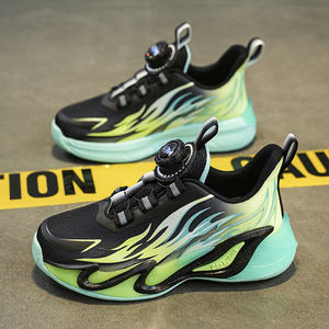 Chaussures de <span class=keywords><strong>basket</strong></span>-ball pour enfants, baskets à lacets montantes pour garçons, baskets pour petits et grands enfants, tissu extensible, maille, semelle intermédiaire en caoutchouc/PVC/TPR - Product Image 1