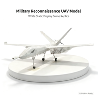 Modèle d'exposition de drone militaire de reconnaissance blanc personnalisé avec longues ailes, queue en V, train d'atterrissage et bec de détection