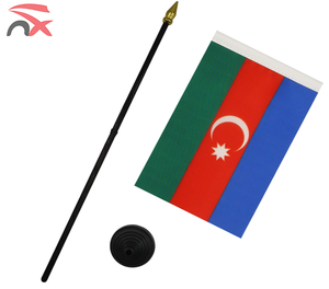 Publicidad personalizada Bandera de regalo de negocios Bandera de escritorio de Azerbaiyán Bandera de mesa con base y asta de bandera - Product Image 4