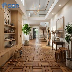 SSR - Golden Teak 12 Slat Acacia Wood Decking <b>Tiles</b> Outdoor <b>Interlocking</b> Floor <b>Tiles</b> Garden Patio High Quality - Product Image 4