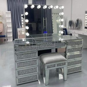 Modern Luxury King-Size Bedroom <b>Set</b> with Mirrored Diamond Solid Wood Frame Storage Features <b>for</b> Home Hotel or Living Room Use - Product Image 3