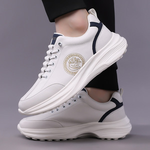 Chaussures décontractées en cuir pour hommes, bout rond, lacets, semelle intermédiaire en EVA, semelle extérieure en caoutchouc, chaussures de marche toutes saisons - Product Image 2