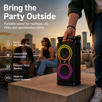 Speaker Portabel HANSUO HS-TD04A5 Dual 4 Inch dengan Baterai 1800mAh, Lampu RGB, Rekaman, USB, FM, dan Remote Control