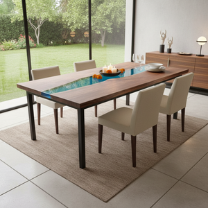 Sack Luxury Modern Acacia Wood Resin Rectangle Dining Tabletop Waterproof for Diwali and Sympathy Gifts - Product Image 3
