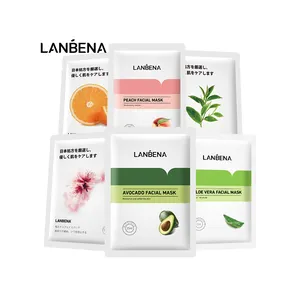 Mascarilla Facial LANBENA <span class=keywords><strong>de</strong></span> Flor <span class=keywords><strong>de</strong></span> Cerezo, Aguacate, Aloe, Té Verde, <span class=keywords><strong>Naranja</strong></span> y Melocotón, Blanqueadora, Hidratante y Antienvejecimiento - Product Image 1