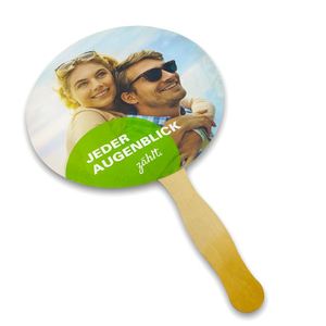 Abanicos de mano de papel con mango de madera redondo personalizados para publicidad - Product Image 4