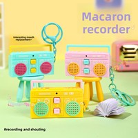 Porte-clés pendentif mini lecteur de cassette rétro Macaron de dessin animé, breloque anti-stress pour la guérison du cœur et la confession, cadeau DIY