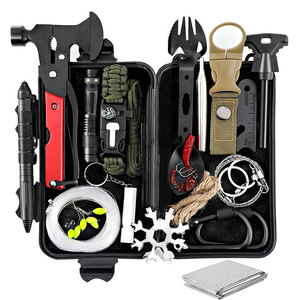 Kit d'équipement de survie pour le camping, 21x12.5x5.5cm, kit d'outils multifonctionnel compact pour l'alpinisme, l'aventure en pleine nature, les premiers secours - Product Image 1