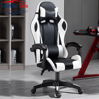 Chaise de jeu de luxe E-Sports avec repose-pieds accoudoir moderne pivotant ergonomique en cuir PU inclinable caractéristiques de massage en métal
