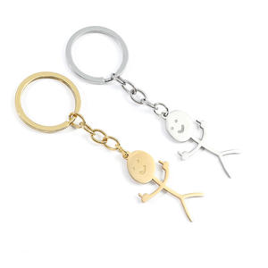 Porte-clés amusant en acier inoxydable avec petit <span class=keywords><strong>homme</strong></span> dessiné à la main, accessoires pour porte-clés, article tendance - Product Image 5