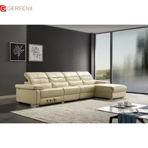High Quality Fashion L Shape Design Modern Simple Style White Leather Corner Sofa Furniture