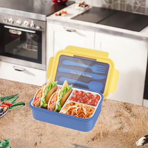 Lonchera Bento para Niños y Adultos, 3 Compartimentos, Apta para Microondas y Lavavajillas, Plástico Portátil, Capacidad de 1-3L - Product Image 3