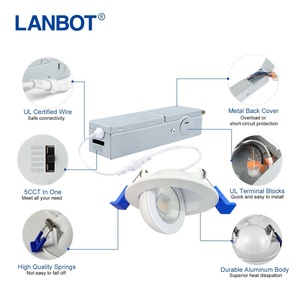 <span class=keywords><strong>Spot</strong></span> encastré orientable 5 CCT sélectionnables, 3 pouces, 7W, pour plafonds inclinés, éclairage <span class=keywords><strong>LED</strong></span> sans boîtier, homologué IC - Product Image 4