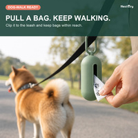 Distributeur portable de sacs à déjections canines réutilisable en silicone avec clip de laisse pour la promenade quotidienne, le camping et la randonnée