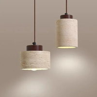 Lampe suspendue LED beige marron, lustre en pierre de grotte, rétro, chambre à coucher, chevet, style nordique, restaurant, éclairage décoratif pour la maison