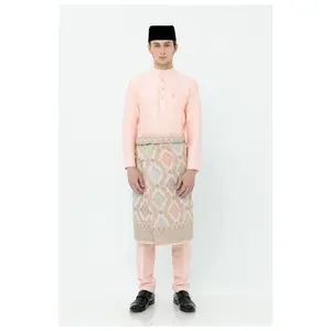 Sipo Malaysia Indonesia Moslim Mannen Ronde Hals Effen Kleur Baju Melayu Set Moderne Baju Kurung Baju Raya Melayu Songet