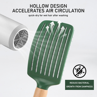 Brosse à cheveux massante en bois de hêtre anti-statique, incurvée et ventilée, avec logo personnalisé OEM, pour femmes, séchage rapide et volume.