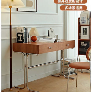 Solid Wood <b>Desk</b> Nordic Minimalist Style 110x55x75 Cm With Drawer For Bedroom Office Writing Table - Product Image 4