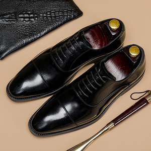 Chaussures Oxford pour hommes de luxe au design italien, confortables, antidérapantes, augmentant la taille, imperméables, en cuir véritable, chaussures de ville - Product Image 3