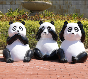 Decorazione del parco moderno modelli <span class=keywords><strong>animali</strong></span> artificiali realistici grande giardino di pietra a grandezza naturale in fibra di vetro cartoni animati simpatiche sculture di Panda - Product Image 3