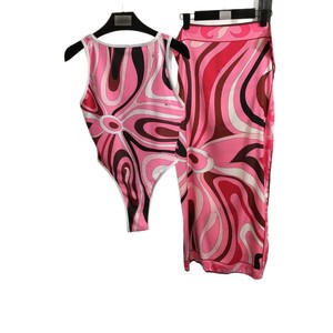 Conjunto de traje de baño de 2 piezas para mujer, traje de baño de una pieza con estampado retro y falda para la playa, para vacaciones de verano - Product Image 5