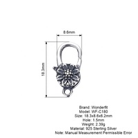 Fermoirs à homard en argent sterling oxydé de style tibétain, fermoirs de bracelet en forme de marguerite pour bijoux à chaîne épaisse