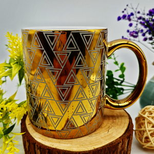 Gold Foil <strong>Mugs</strong> Supplier 13OZ <strong>Footed</strong> Cups, Logo Custom Gold-plated Ceramic Travel Coffee Electroplate <strong>Mugs</strong> With Gold Handle - Product Image 6