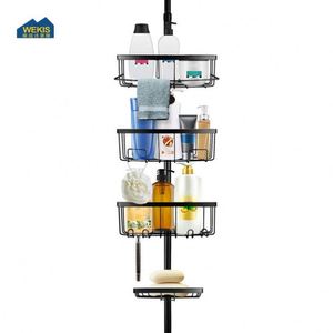 WEKIS <b>Corner</b> Modern Hotel Use 4-Tier Telescoping Stainless Steel Chrome Plated Shower Rack - Product Image 1