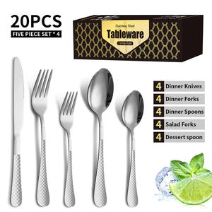 Ensemble de couverts en acier inoxydable avec boîte de noël <span class=keywords><strong>vert</strong></span> et noir, 20, 24 pièces, couteaux, fourchettes et cuillères, prêts à être expédiés - Product Image 2