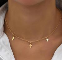 Collier ras du cou en acier inoxydable croix pendentif plaqué or bijoux croix collier femmes étanche bijoux jésus croix collier