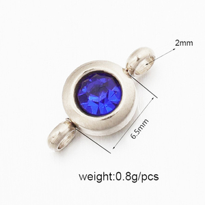 Connecteurs en acier inoxydable plaqué or de 6,5 mm avec strass, 12 breloques pierres de naissance pour la fabrication de bracelets - Product Image 6